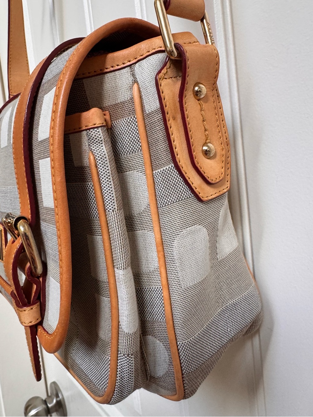 Y2K Bally Signature B-Monogram Canvas Satchel Shoulder bag with Leather Trim - Picture 4 of 9